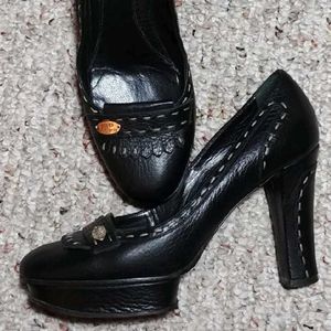 Fendi leather platform pumps